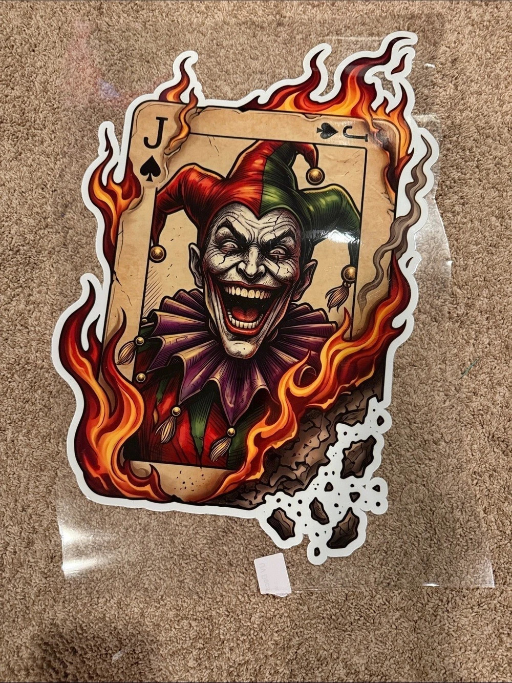 Joker Playing Card Flame Decor, Red & Black